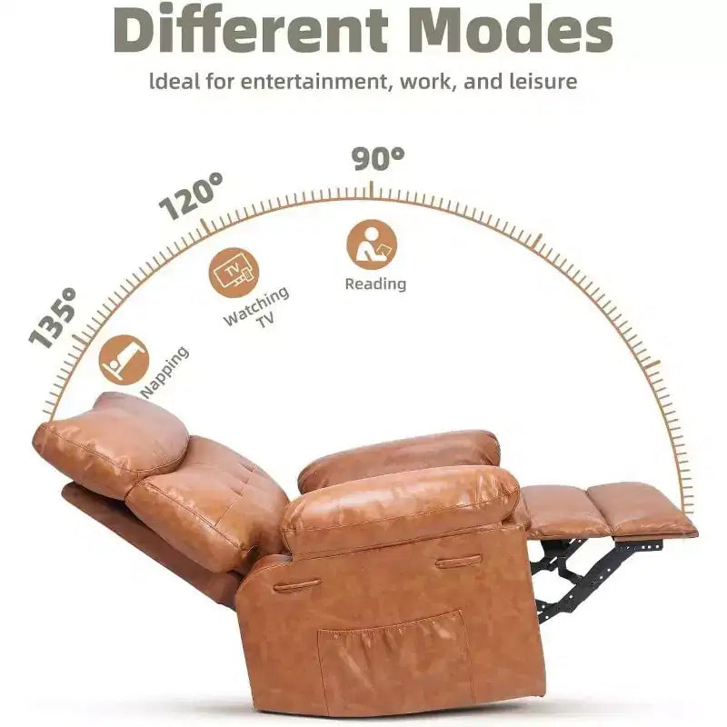 Fauteuil inclinable surdimensionné 27 avec chauffage et massage, pivotant à 360° et bascule manuelle, télécommande pour salon, chambre à coucher