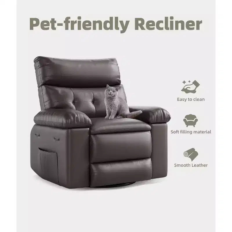 Fauteuil inclinable surdimensionné 27 avec chauffage et massage, pivotant à 360° et bascule manuelle, télécommande pour salon, chambre à coucher