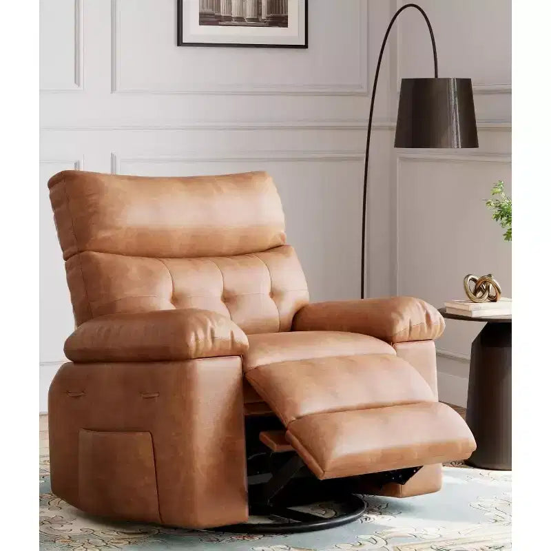 Fauteuil inclinable surdimensionné 27 avec chauffage et massage, pivotant à 360° et bascule manuelle, télécommande pour salon, chambre à coucher