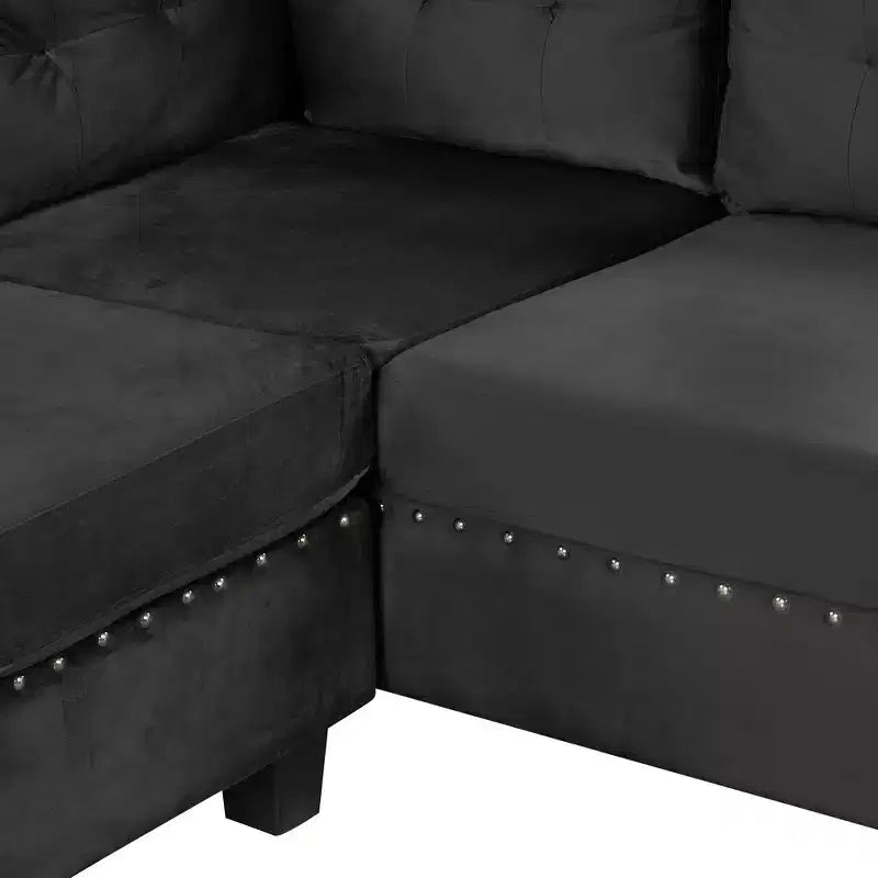 Sectionnel moderne en L Whisen 105 avec pouf de rangement et 2 coussins