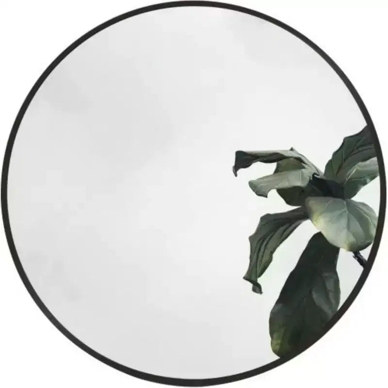 Black 16 Inch Metal Round Bathroom Mirror with Durable Construction and Sleek Finish