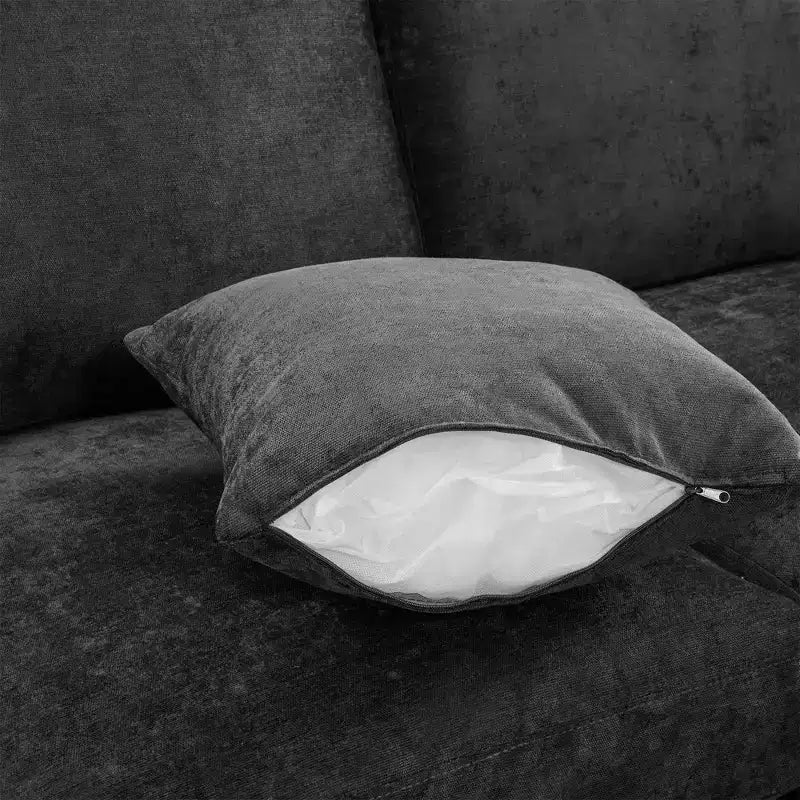 Canapé d'angle convertible 85.4 avec pouf et ports USB, en chenille, en forme de L/U, pour salon