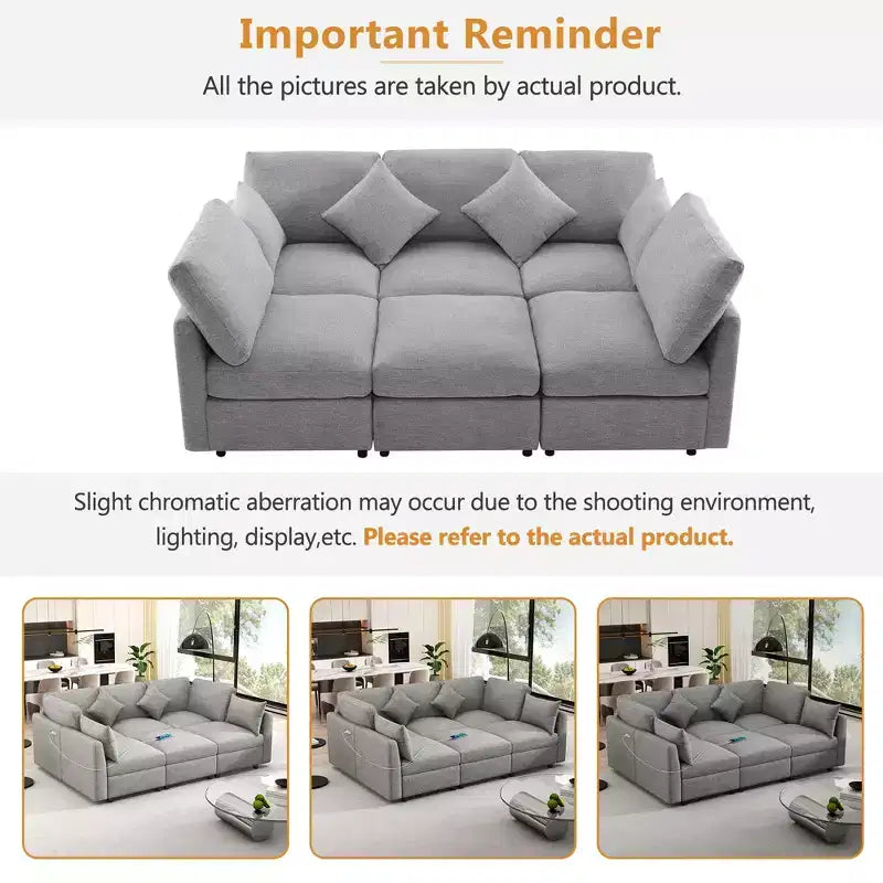 Canapé d'angle convertible 85.4 avec pouf et ports USB, en chenille, en forme de L/U, pour salon