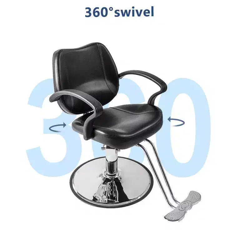 Chaise de coiffeur hydraulique noire Équipement de salon de beauté