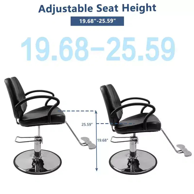 Chaise de coiffeur hydraulique noire Équipement de salon de beauté