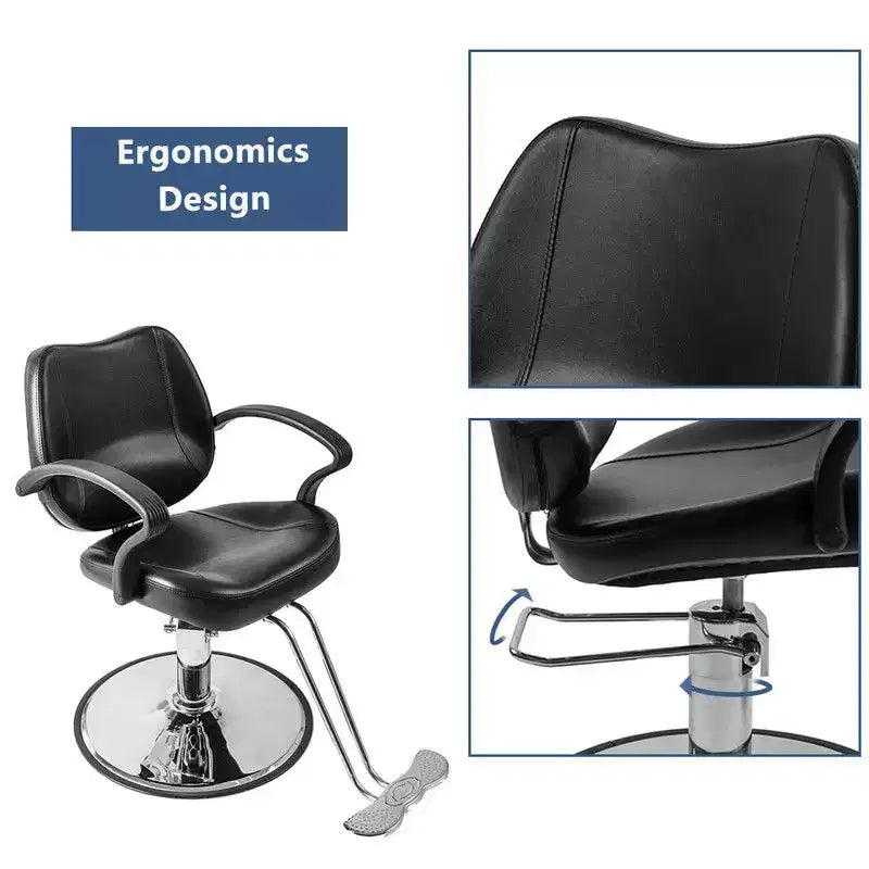 Chaise de coiffeur hydraulique noire Équipement de salon de beauté