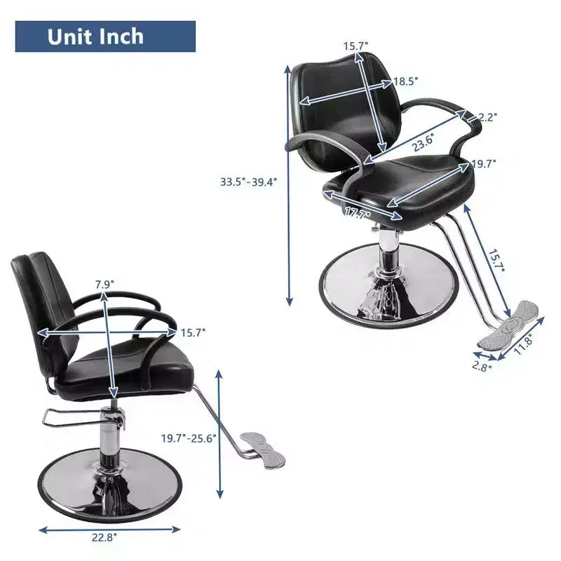 Chaise de coiffeur hydraulique noire Équipement de salon de beauté