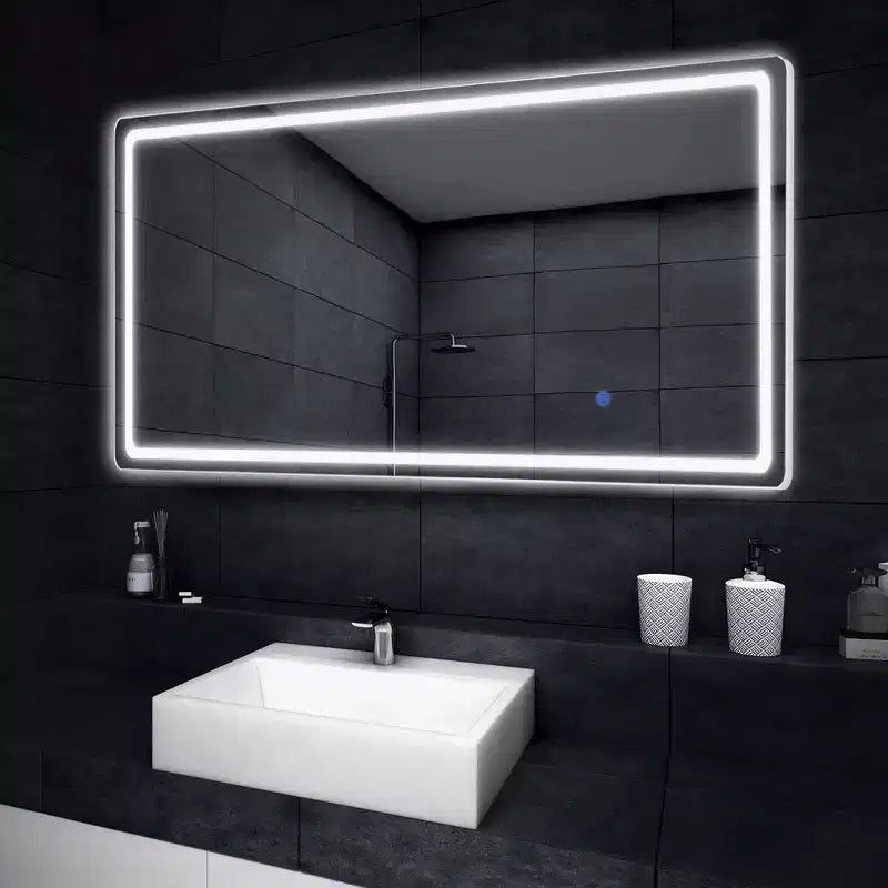 Miroir sur pied rectangulaire LED 63x16, Miroir pleine longueur HD avec cadre en alliage d'aluminium et 3 températures de couleur, Argent