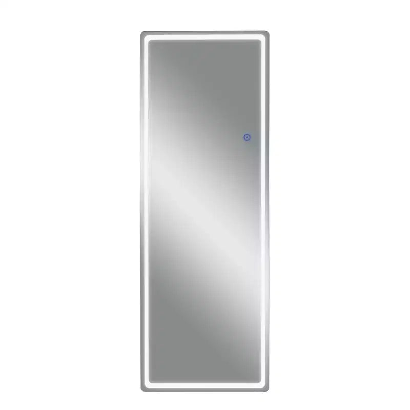 Miroir sur pied rectangulaire LED 63x16, Miroir pleine longueur HD avec cadre en alliage d'aluminium et 3 températures de couleur, Argent