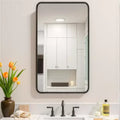 32x22 Rectangle Bathroom Mirror with Aluminum Alloy Frame, Wall Mounted Vanity Mirror for Bedroom Living Room Entryway, Black