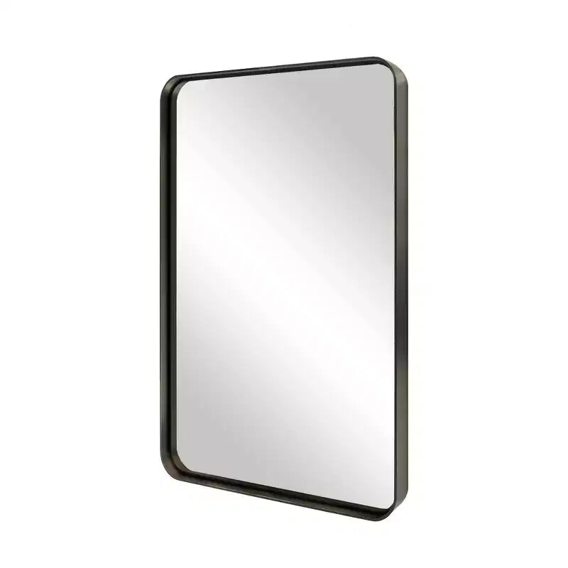 Miroir de salle de bain rectangulaire 32x22 avec cadre en alliage d'aluminium, miroir mural pour chambre à coucher, salon, entrée, noir