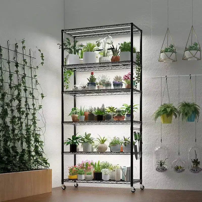 Karl Home Heavy Duty Storage Adjustable Metal Shelves Wire Shelving Unit With Wheels 1200LBS NSF
