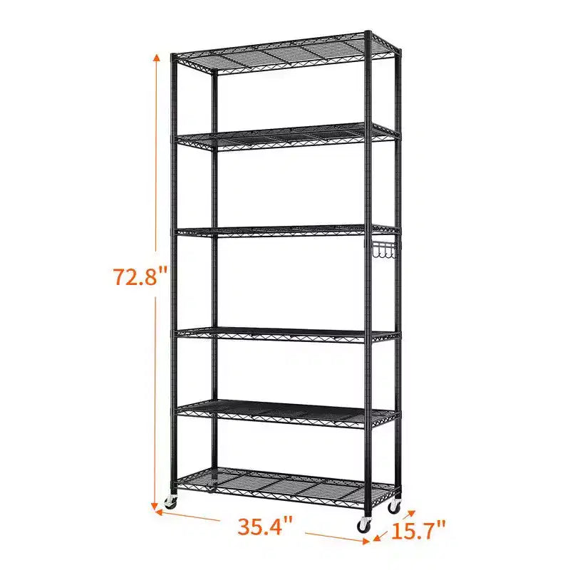 Étagères métalliques réglables de rangement robuste, unité de rayonnage en fil de fer avec roues 1200 lb NSF