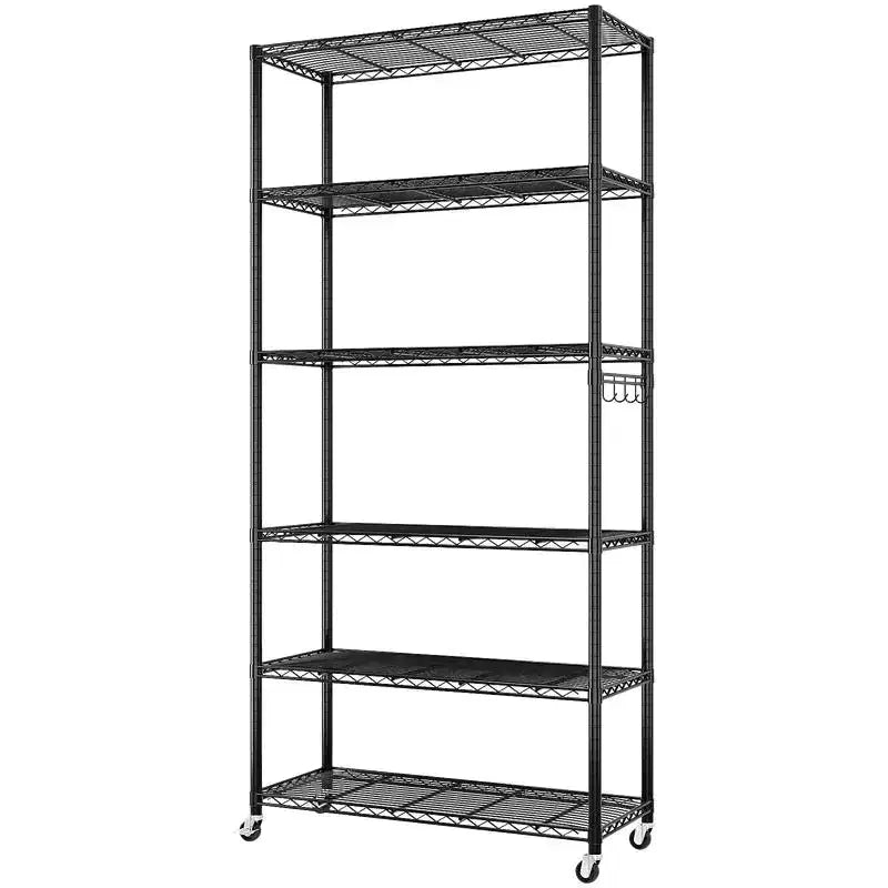 Étagères métalliques réglables de rangement robuste, unité de rayonnage en fil de fer avec roues 1200 lb NSF