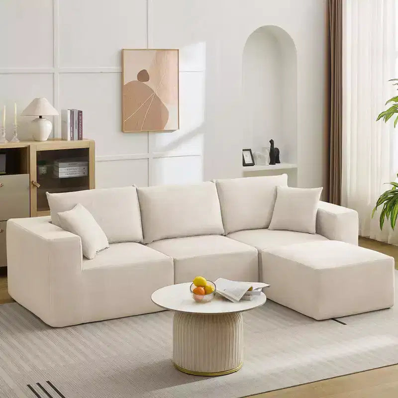 Canapés modulables d'angle, Canapé modulaire avec assise profonde, Canapé convertible en chenille rembourré avec compression d'éponge, Aucun assemblage requis