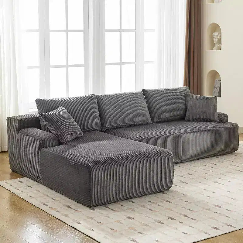 Canapé nuage avec canapé sectionnel en forme de L, en velours côtelé, canapé modulaire sans accoudoirs, moderne, aucun assemblage requis pour salon, appartement et petit espace