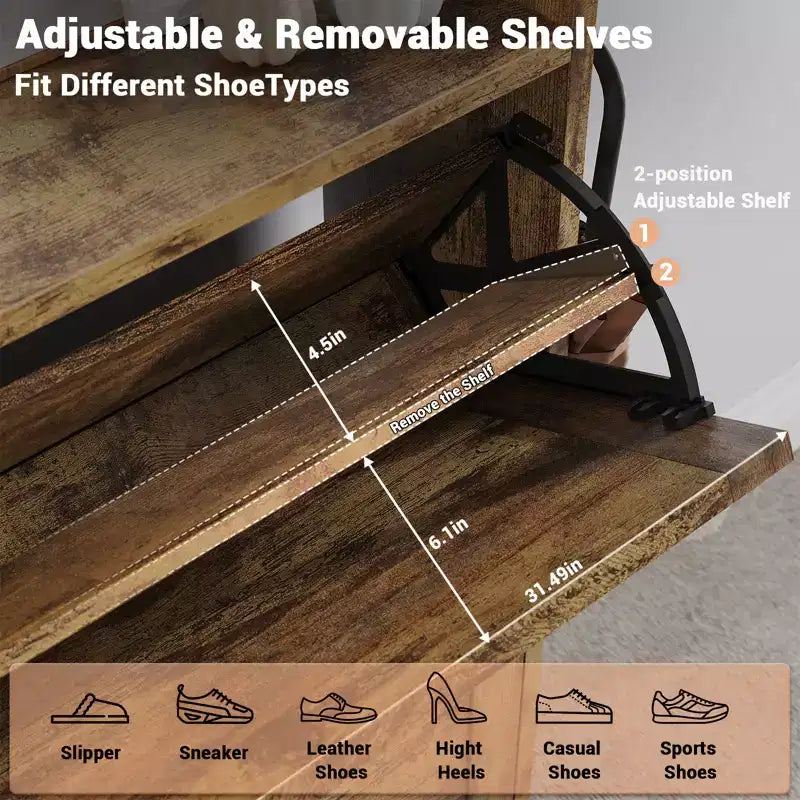 Meuble à chaussures avec 2 tiroirs basculants et coussin d'assise rembourré – Étagère étroite de rangement pour chaussures, pour entrée, porte d'entrée, hall, couloir, en bois aseptisé