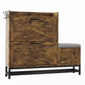 Shoe Cabinet with 2 Flip Drawers with Padded Seat Cushion - Narrow Shoe Organizer Rack for Entryway, Front Door, Foyer, Hallway, Antiseptic Wood