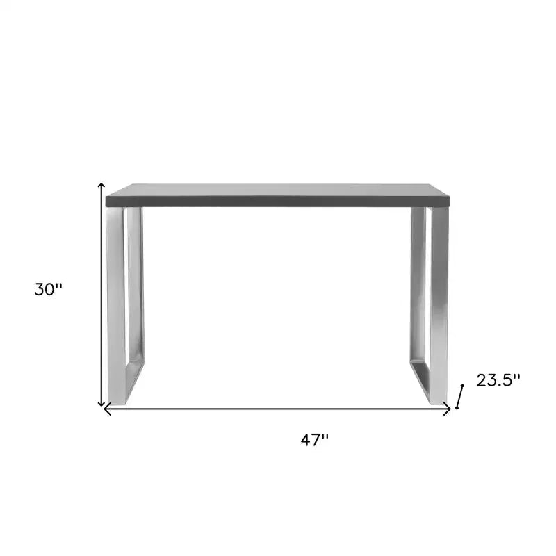 Bureau à écrire traîneau 47 Gray and Silver Wood and Stainless Steel