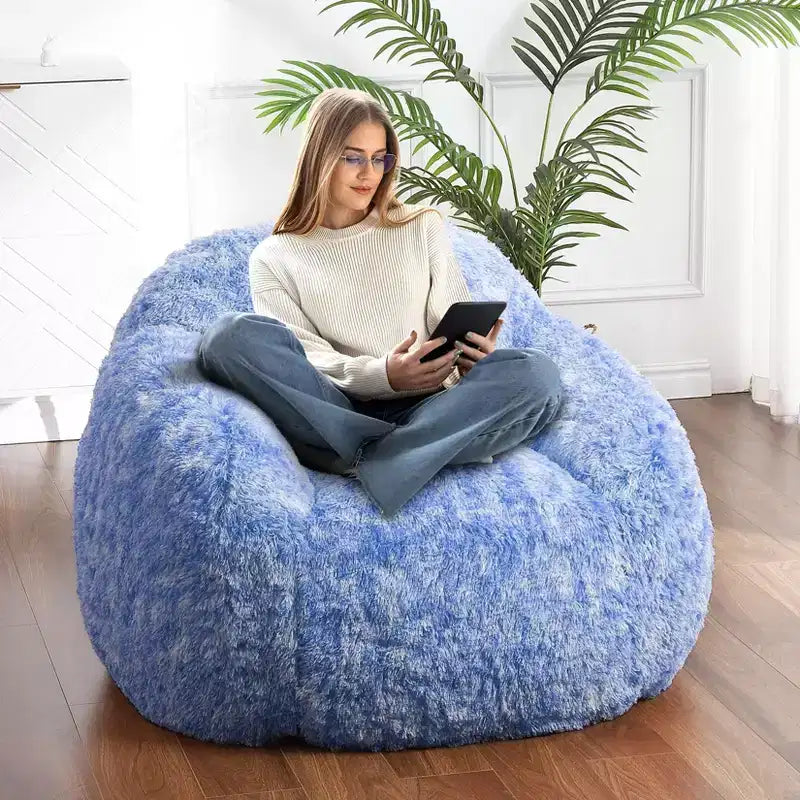 Fauteuils Poires pour Adultes, Fauteuil Poire en Fausse Fourrure avec Garnissage, Canapé Poire Doux en Peluche pour Salon avec Accoudoirs, Idéal pour la Lecture