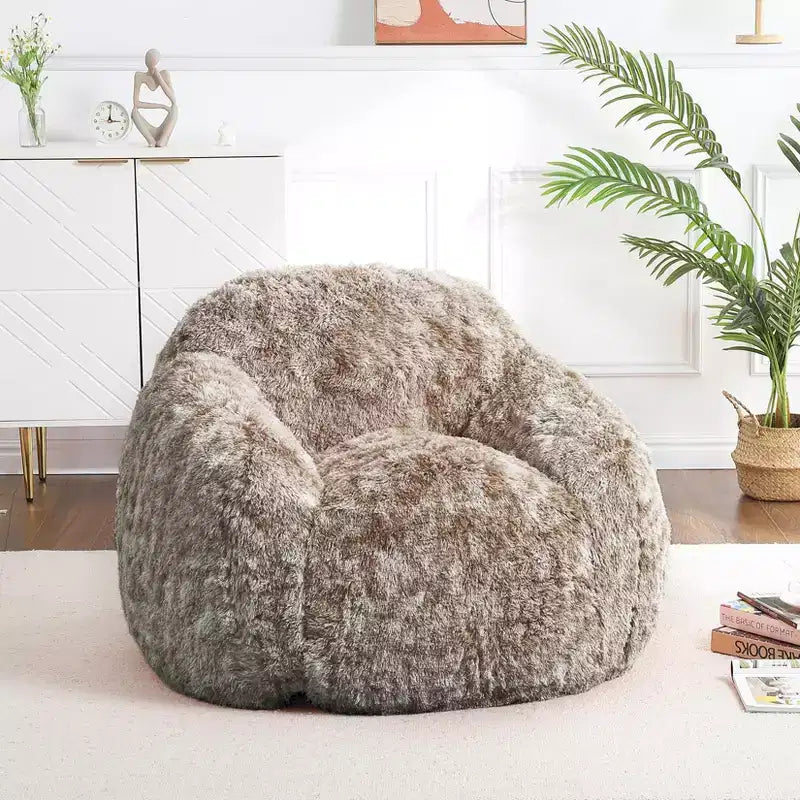 Fauteuils Poires pour Adultes, Fauteuil Poire en Fausse Fourrure avec Garnissage, Canapé Poire Doux en Peluche pour Salon avec Accoudoirs, Idéal pour la Lecture