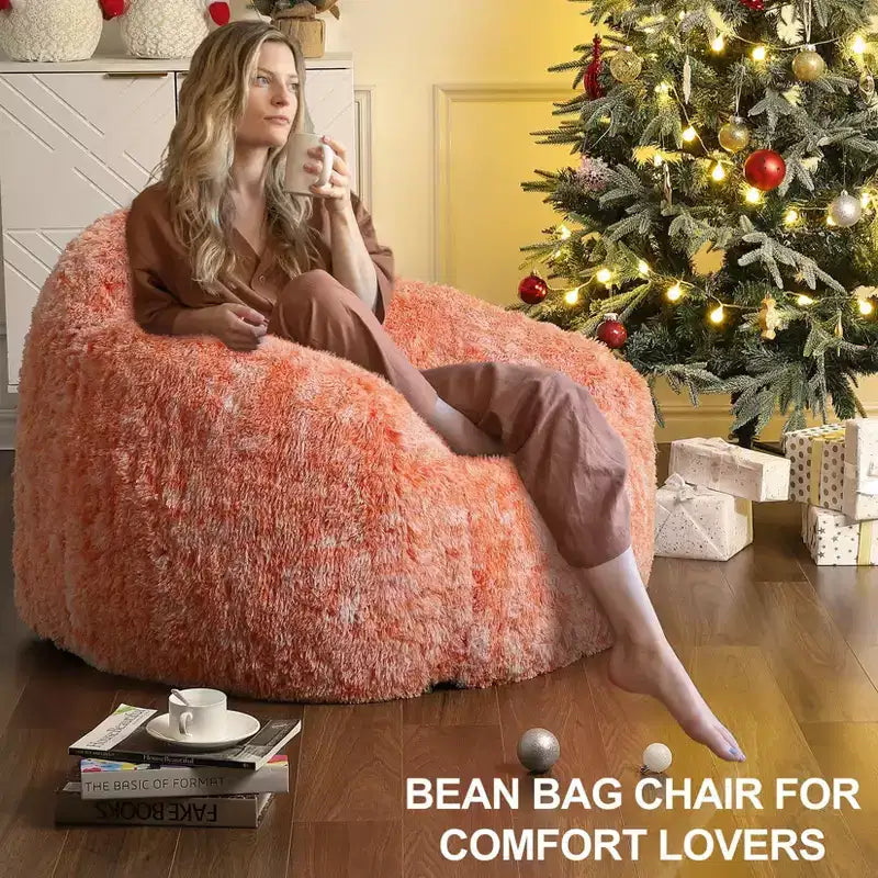 Fauteuils Poires pour Adultes, Fauteuil Poire en Fausse Fourrure avec Garnissage, Canapé Poire Doux en Peluche pour Salon avec Accoudoirs, Idéal pour la Lecture