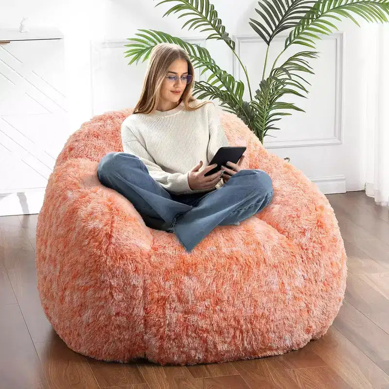 Fauteuils Poires pour Adultes, Fauteuil Poire en Fausse Fourrure avec Garnissage, Canapé Poire Doux en Peluche pour Salon avec Accoudoirs, Idéal pour la Lecture