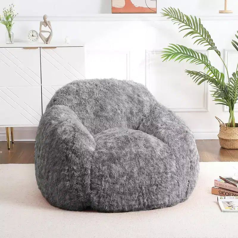 Fauteuils Poires pour Adultes, Fauteuil Poire en Fausse Fourrure avec Garnissage, Canapé Poire Doux en Peluche pour Salon avec Accoudoirs, Idéal pour la Lecture
