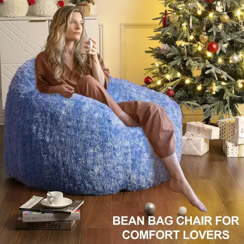 Fauteuils Poires pour Adultes, Fauteuil Poire en Fausse Fourrure avec Garnissage, Canapé Poire Doux en Peluche pour Salon avec Accoudoirs, Idéal pour la Lecture