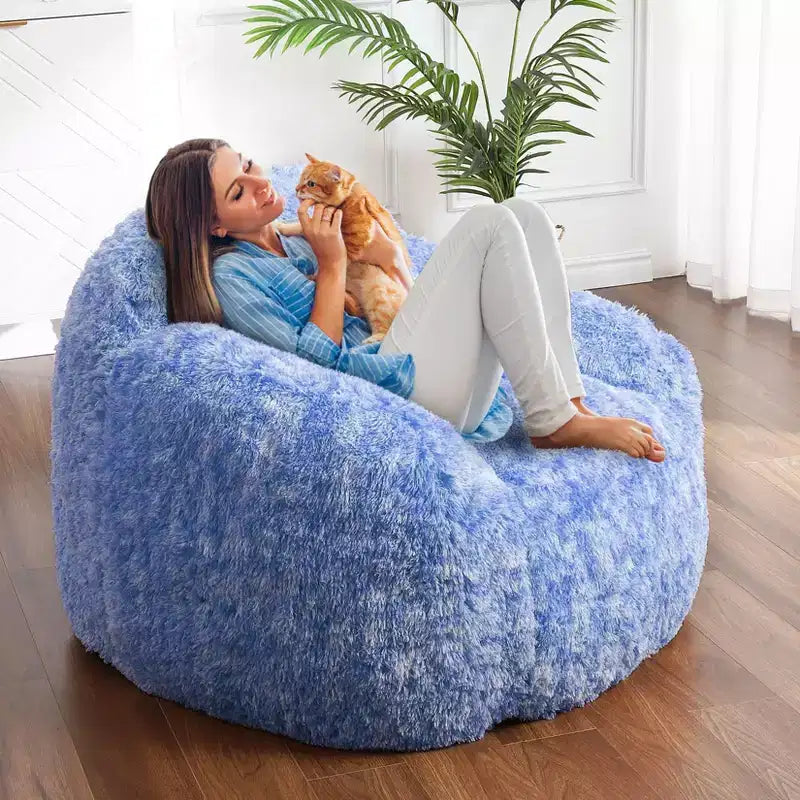 Fauteuils Poires pour Adultes, Fauteuil Poire en Fausse Fourrure avec Garnissage, Canapé Poire Doux en Peluche pour Salon avec Accoudoirs, Idéal pour la Lecture