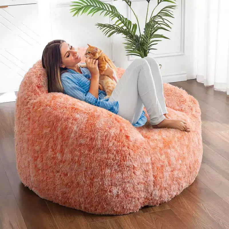 Fauteuils Poires pour Adultes, Fauteuil Poire en Fausse Fourrure avec Garnissage, Canapé Poire Doux en Peluche pour Salon avec Accoudoirs, Idéal pour la Lecture