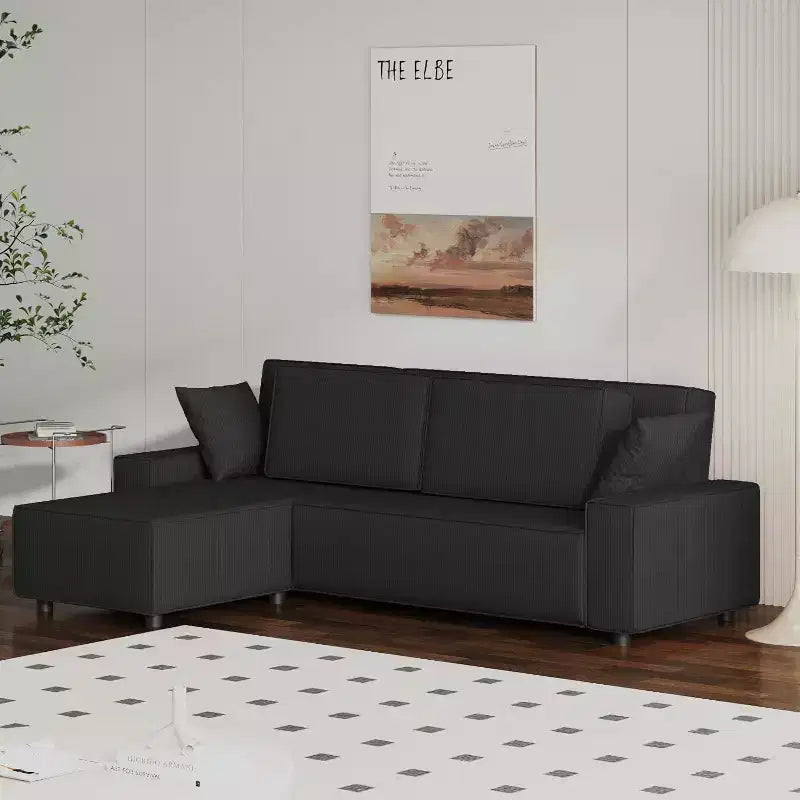 Canapé sectionnel en velours côtelé à rayures de 96 pouces, canapé sectionnel surdimensionné moderne en forme de L, pour salon, appartement, studio