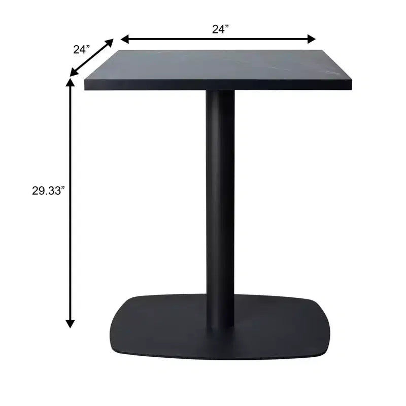 Table de salle à manger carrée de 60 cm avec plateau en MDF et piètement carré en acier pour cuisine, salle à manger et pub