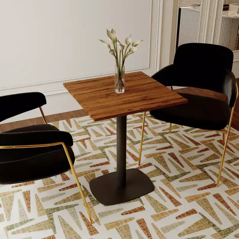 Table de salle à manger carrée de 60 cm avec plateau en MDF et piètement carré en acier pour cuisine, salle à manger et pub