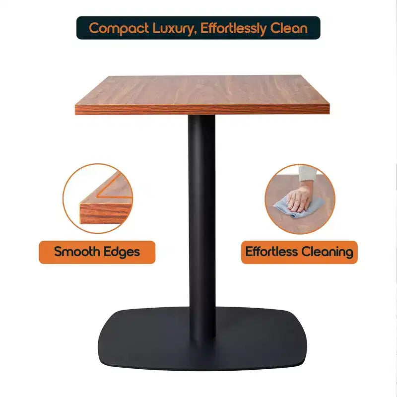 Table de salle à manger carrée de 60 cm avec plateau en MDF et piètement carré en acier pour cuisine, salle à manger et pub