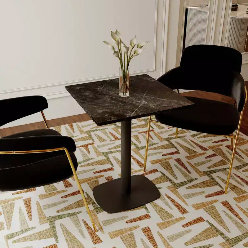 Table de salle à manger carrée de 60 cm avec plateau en MDF et piètement carré en acier pour cuisine, salle à manger et pub