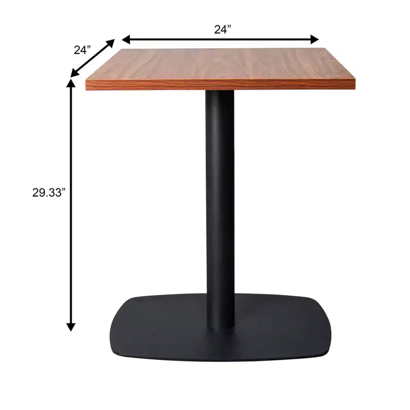 Table de salle à manger carrée de 60 cm avec plateau en MDF et piètement carré en acier pour cuisine, salle à manger et pub