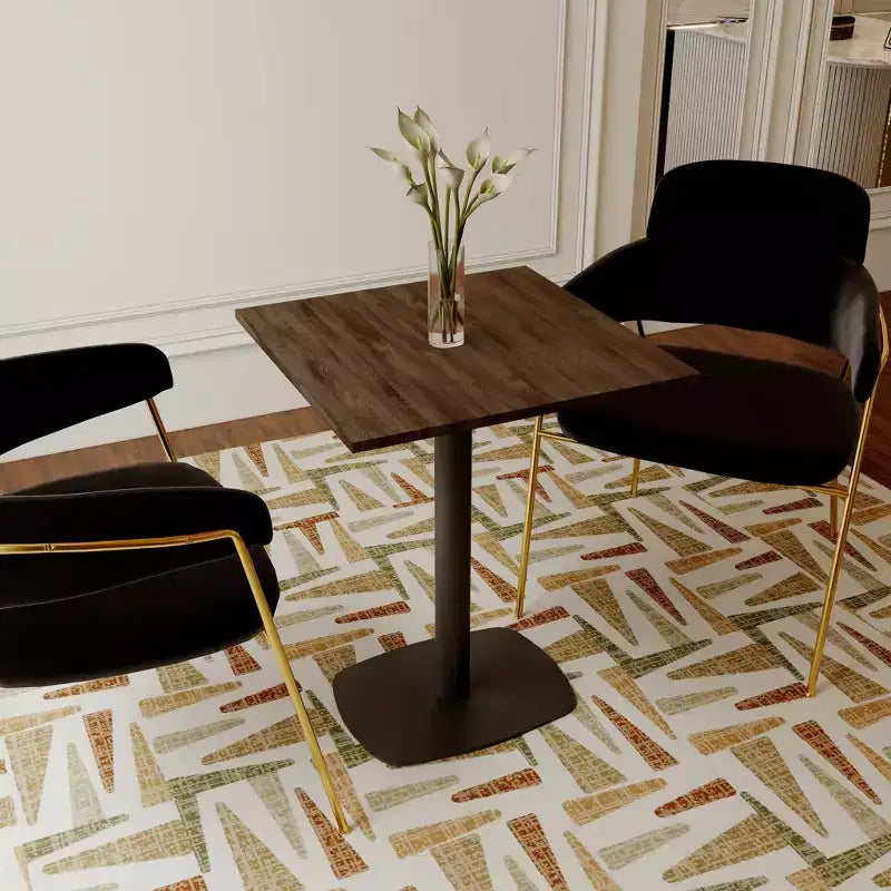Table de salle à manger carrée de 60 cm avec plateau en MDF et piètement carré en acier pour cuisine, salle à manger et pub