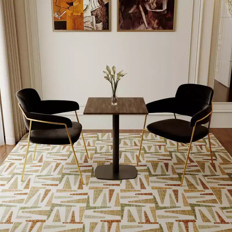 Table de salle à manger carrée de 60 cm avec plateau en MDF et piètement carré en acier pour cuisine, salle à manger et pub