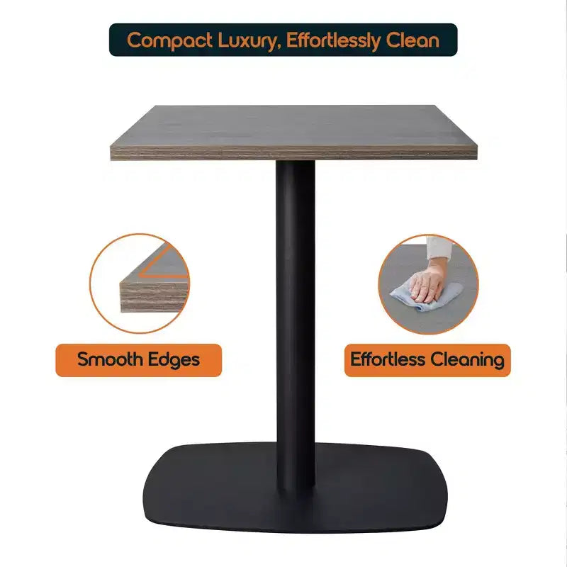 Table de salle à manger carrée de 60 cm avec plateau en MDF et piètement carré en acier pour cuisine, salle à manger et pub