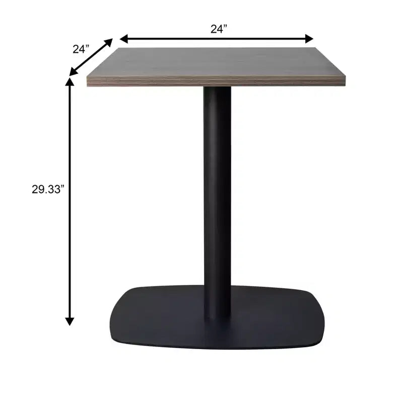 Table de salle à manger carrée de 60 cm avec plateau en MDF et piètement carré en acier pour cuisine, salle à manger et pub