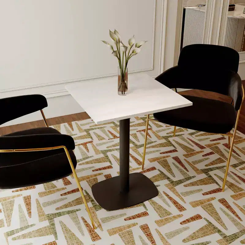 Table de salle à manger carrée de 60 cm avec plateau en MDF et piètement carré en acier pour cuisine, salle à manger et pub