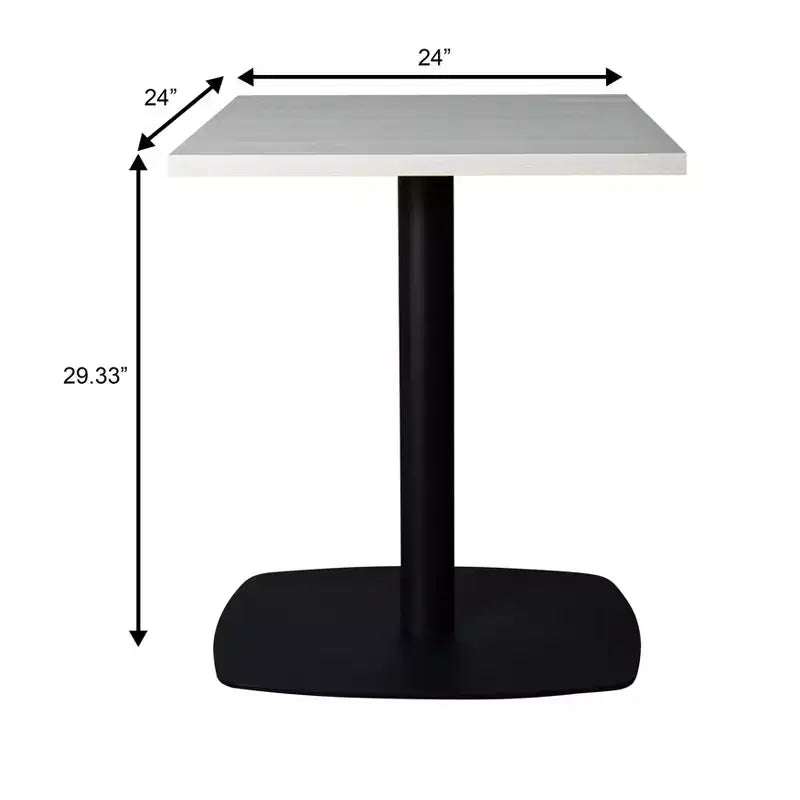 Table de salle à manger carrée de 60 cm avec plateau en MDF et piètement carré en acier pour cuisine, salle à manger et pub