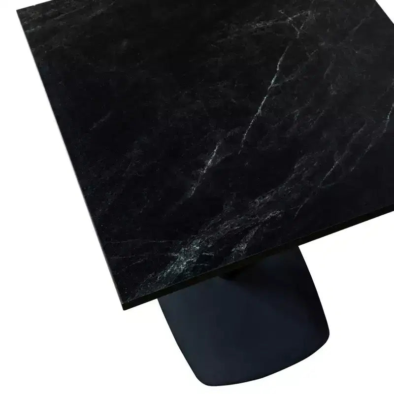 Table de salle à manger carrée de 60 cm avec plateau en MDF et piètement carré en acier pour cuisine, salle à manger et pub