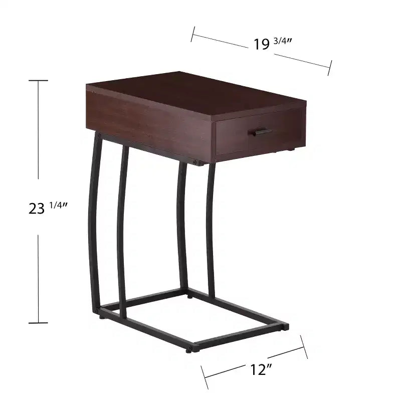 Table d'appoint avec prises et ports USB - Marron - SEI