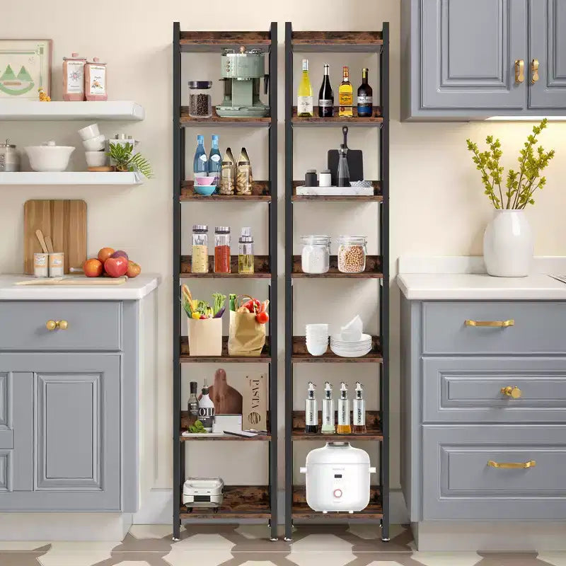 MAYEERTY Versatile 7-Tier Bookcase for Books Decor Kitchen Bathroom Essentials