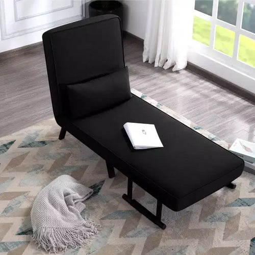 Fauteuil-lit convertible 4-en-1 pliant, dossier réglable sur 5 positions avec oreiller lombaire