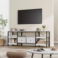 79 Modern-Industrial TV Stand with 2 Fabric Drawers, Entertainment Center for TVs Up to 85, Rustic Brown Media Console with Storage Shelves,White