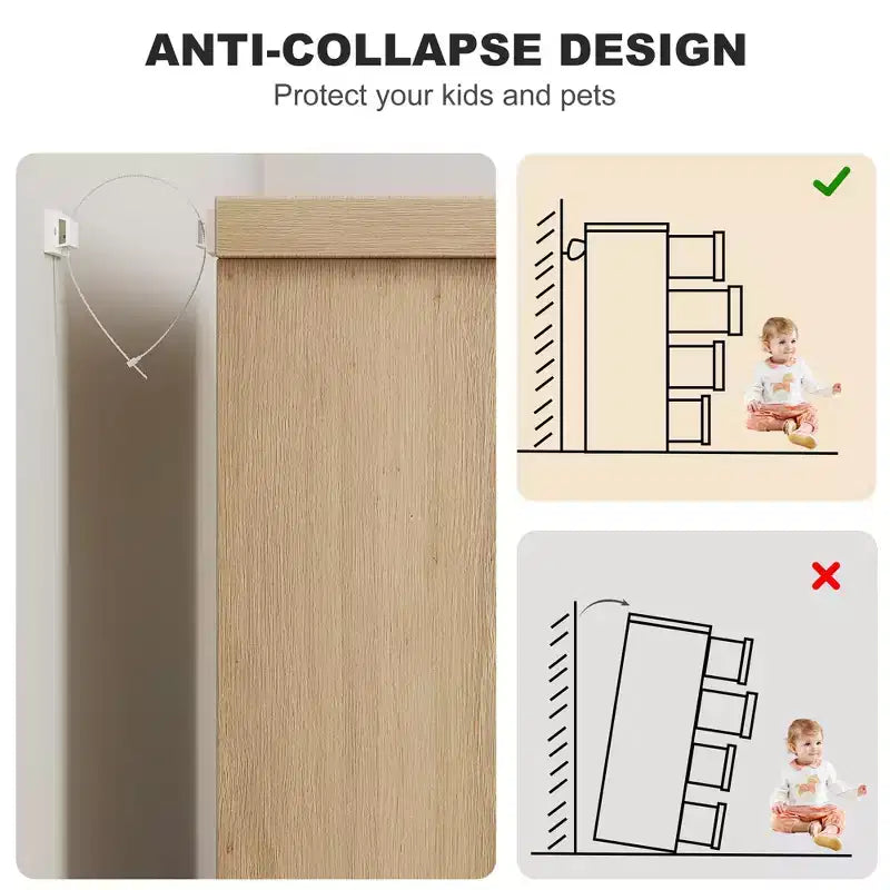 Commode à 4 tiroirs pour chambre à coucher, commode naturelle avec poignées encastrées, organisateur en bois pour salon, couloir et entrée