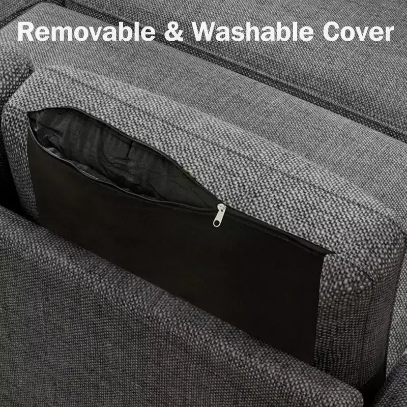 Canapé-lit convertible Dyonery 2-en-1 avec méridienne de rangement réversible pour chambre 81 – Canapé d'angle en L avec poches latérales